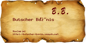 Butscher Bónis névjegykártya
